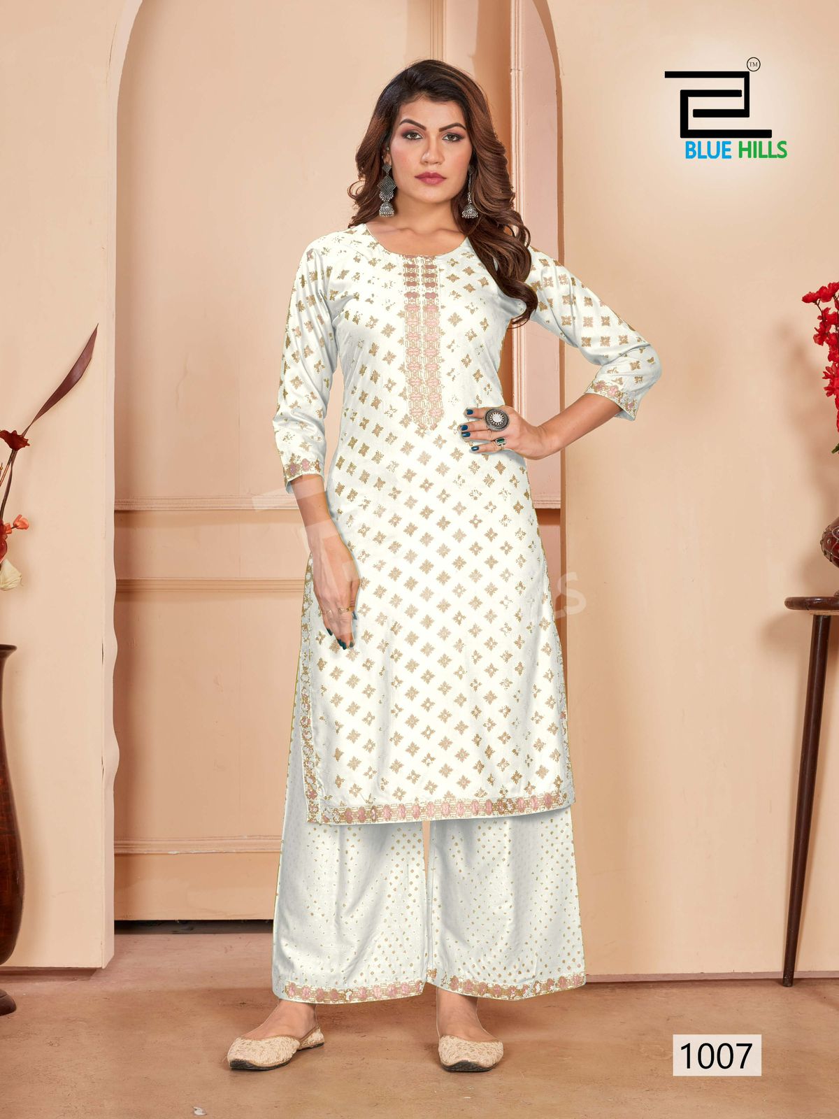 Reel By Blue Hills Rayon Printed Straight Kurti With Palazzo  Wholesalers In Delhi